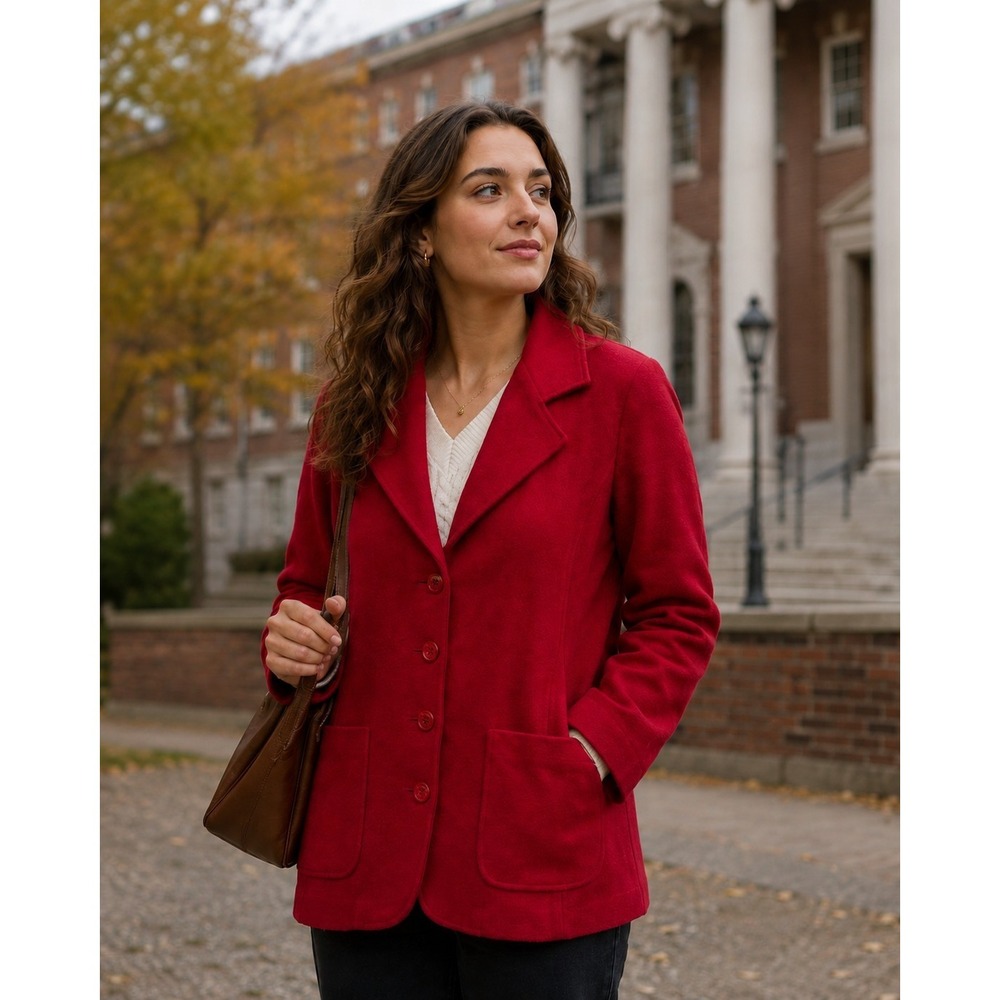 VTG Hunt Club Red Wool Blend Classic Dressy Outdoor Feminine Peacoat Size 14